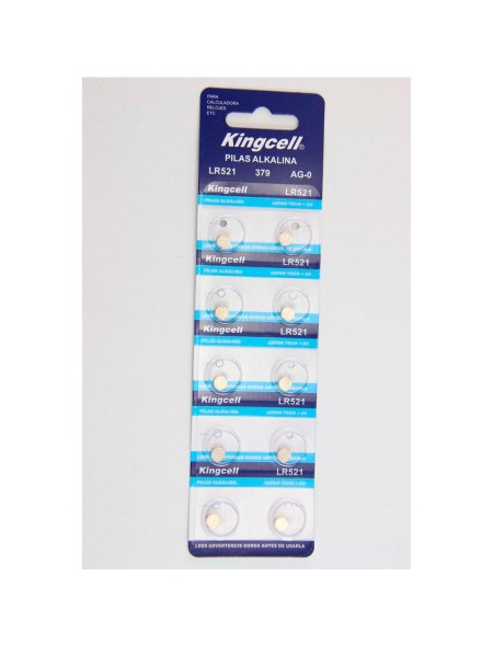 Pila boton Alcalina LR521 Kingcell/ 12V / Ag0 / (10 Uds)