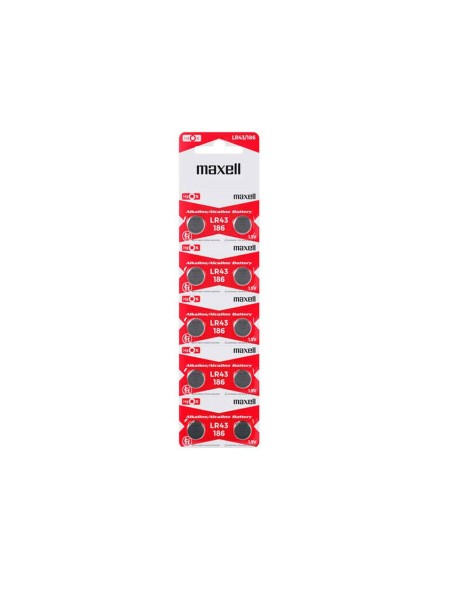 Pila boton Alcalina LR43 Maxell / 1.5V / (10 Uds)